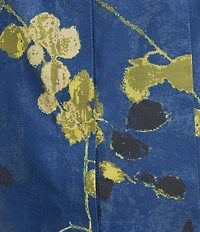 Investments Taylor Gold Label Non-Iron Branched Blue Leaf 3/4 Sleeve Button Front Shirt