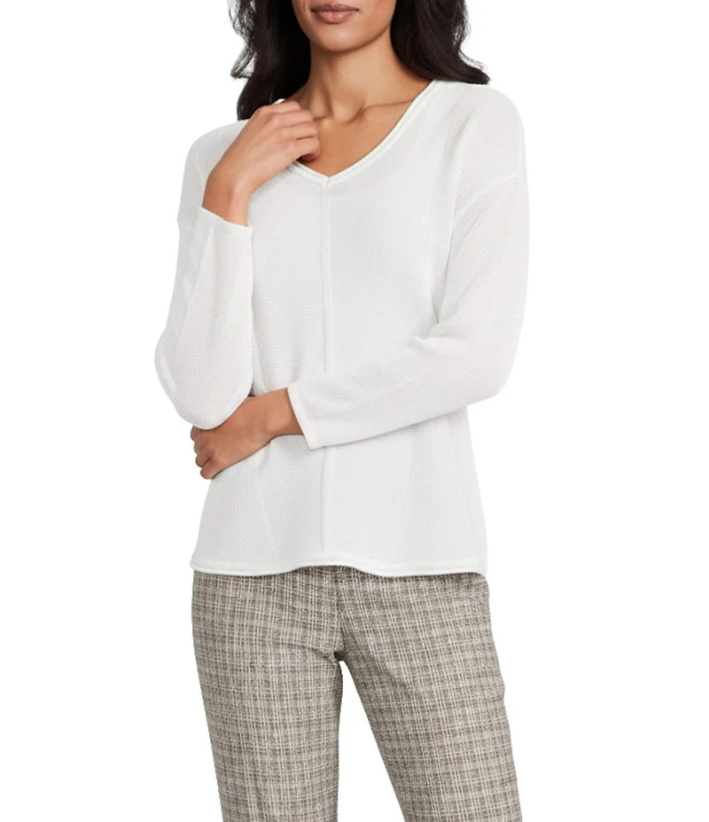 Investments Textured 3/4 Sleeve V-Neck Sweater