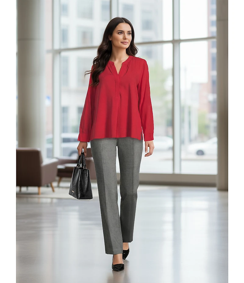 Investments The PARK AVE Fit Black White Weave Stretch Straight Leg Pants