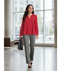 Investments The PARK AVE Fit Black White Weave Stretch Straight Leg Pants