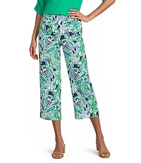 Investments the PARK AVE fit Elite Stretch Multi Paisley Delight Print Wide Leg Crop Pants