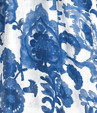 Investments Viney Floral Print Short Bubble Sleeve Split V-Neck Blouse