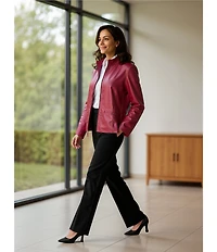 Investments White Woven Long Sleeve Point Collar Button Front Top