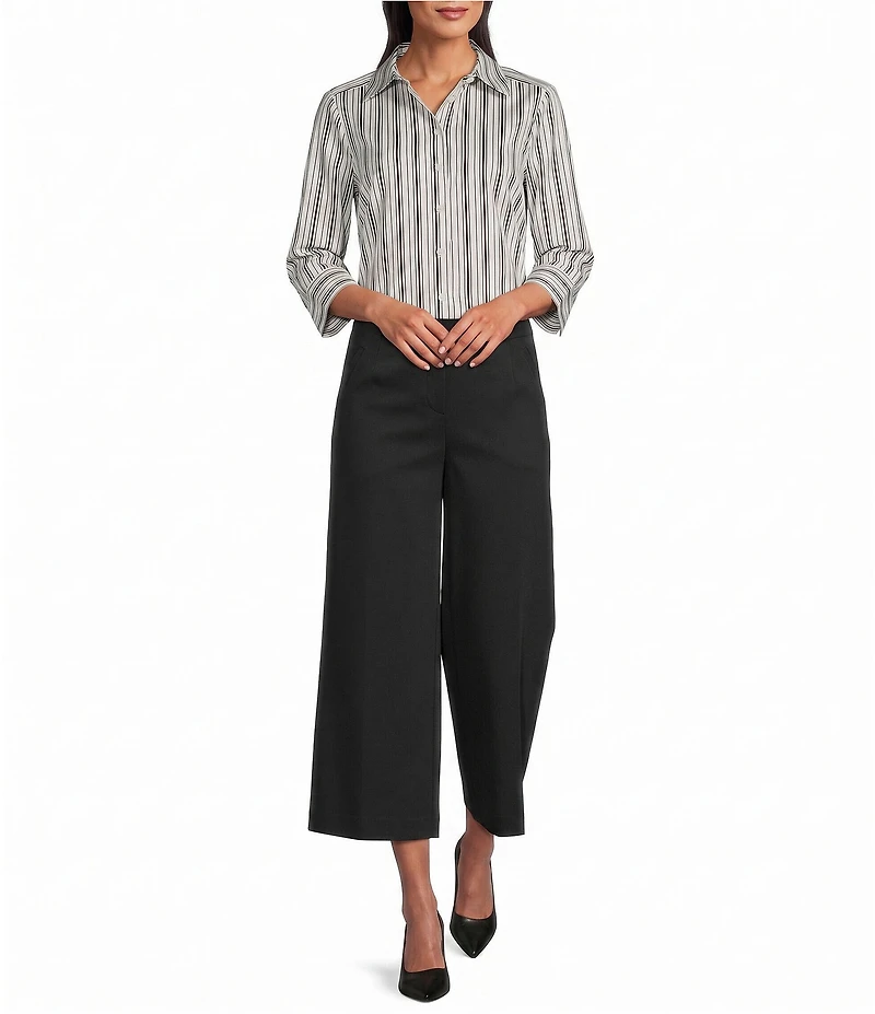 Investments Wide Leg Pull On Twill Crop Pants