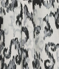 Investments Woven Black White Ikat Long Sleeve Point Collar Button Front Top