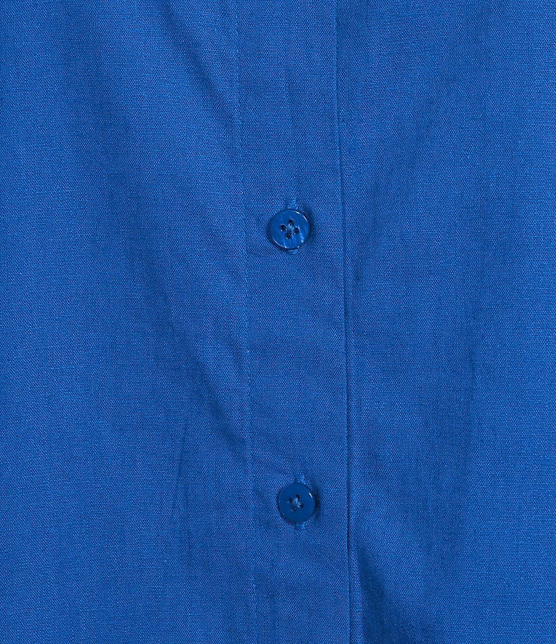 Investments Woven Long Sleeve Point Collar Button Front Top