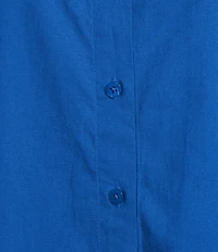 Investments Woven Long Sleeve Point Collar Button Front Top