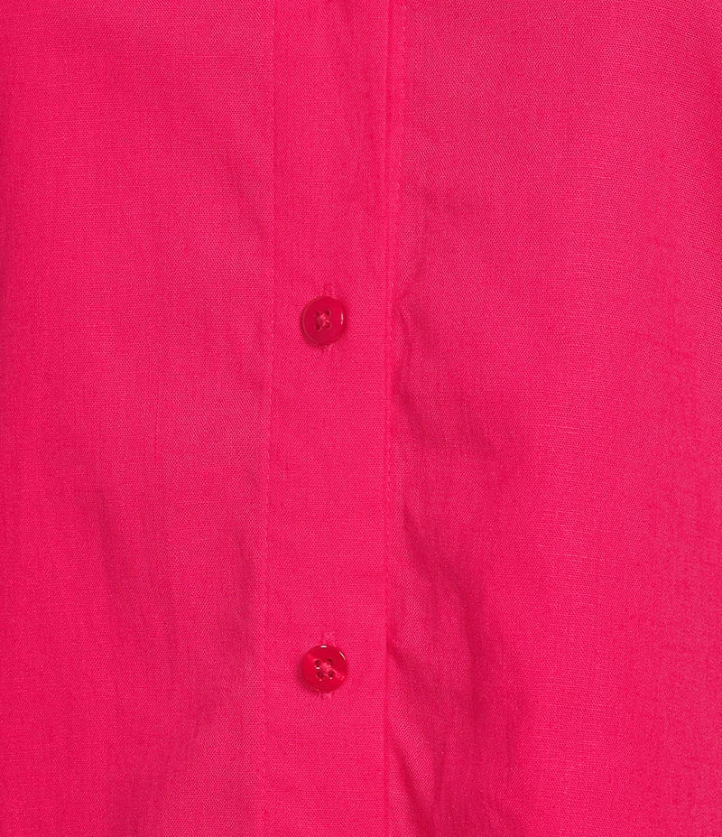 Investments Woven Long Sleeve Point Collar Button Front Top
