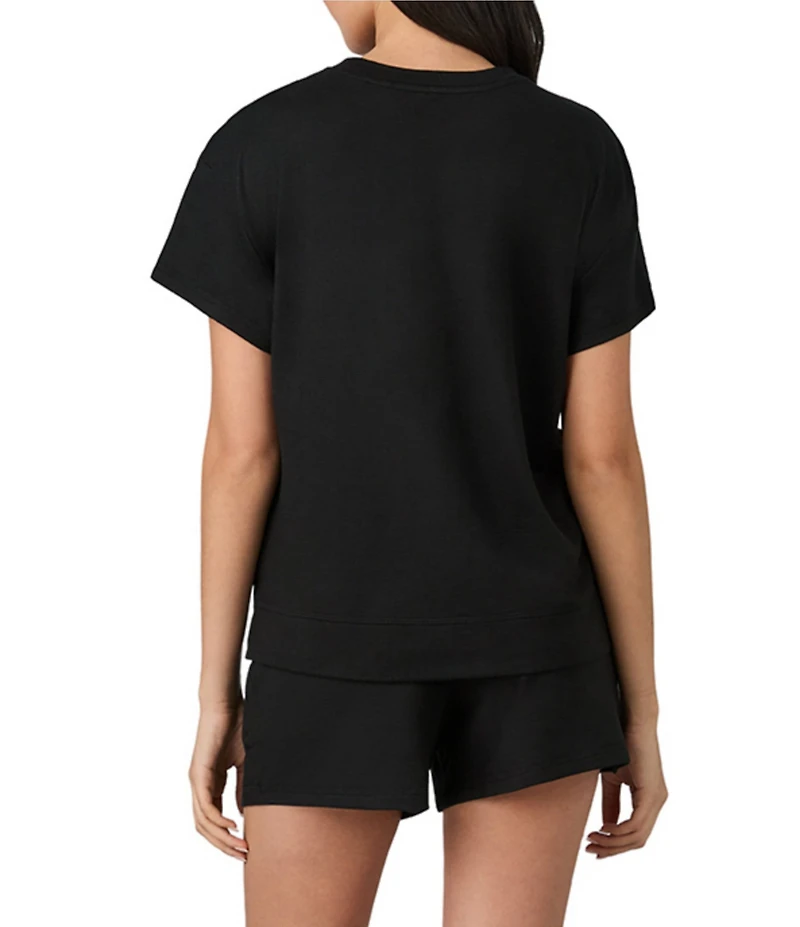 iRelax Brushed Sweater Jersey Short Sleeve Crew Neck Boxer Short Lounge Set