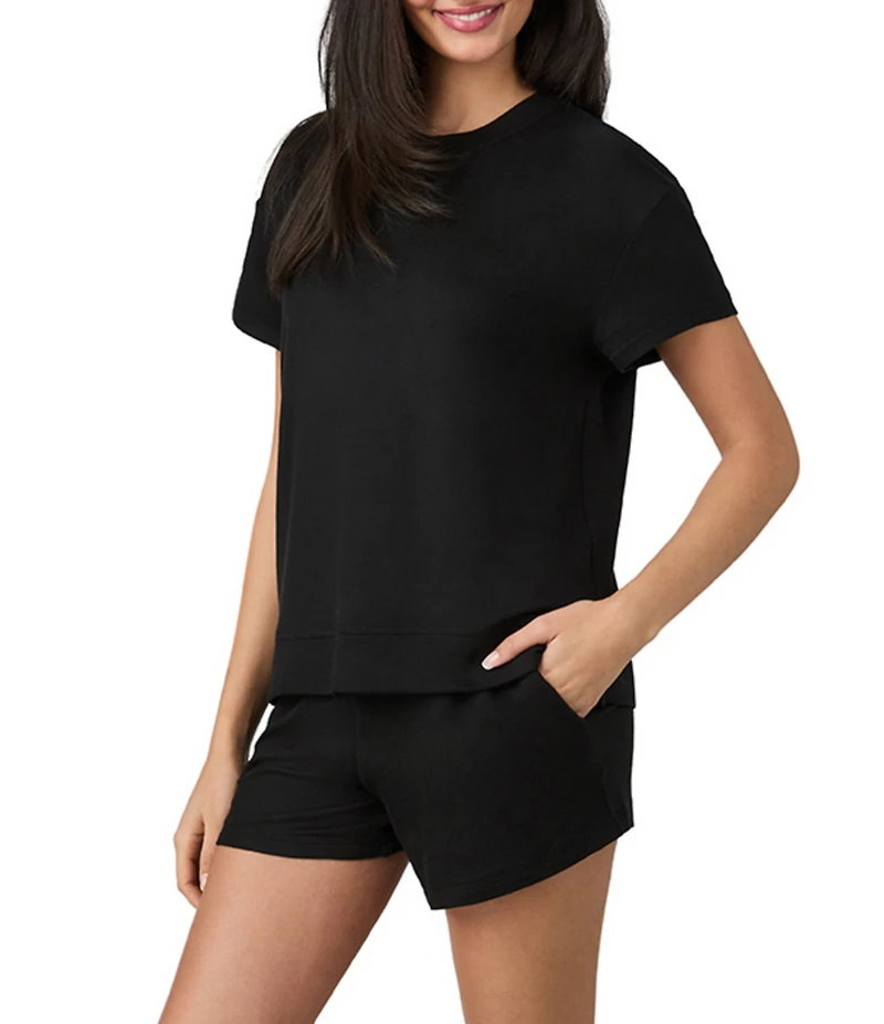 iRelax Brushed Sweater Jersey Short Sleeve Crew Neck Boxer Short Lounge Set
