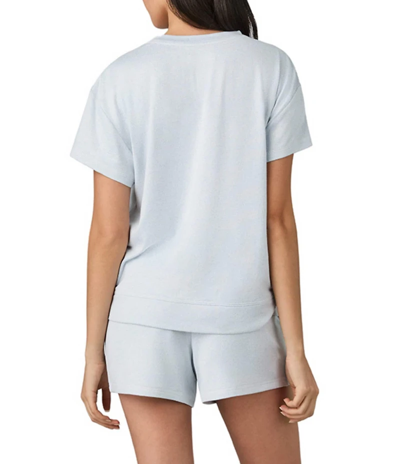 iRelax Brushed Sweater Jersey Short Sleeve Crew Neck Boxer Short Lounge Set