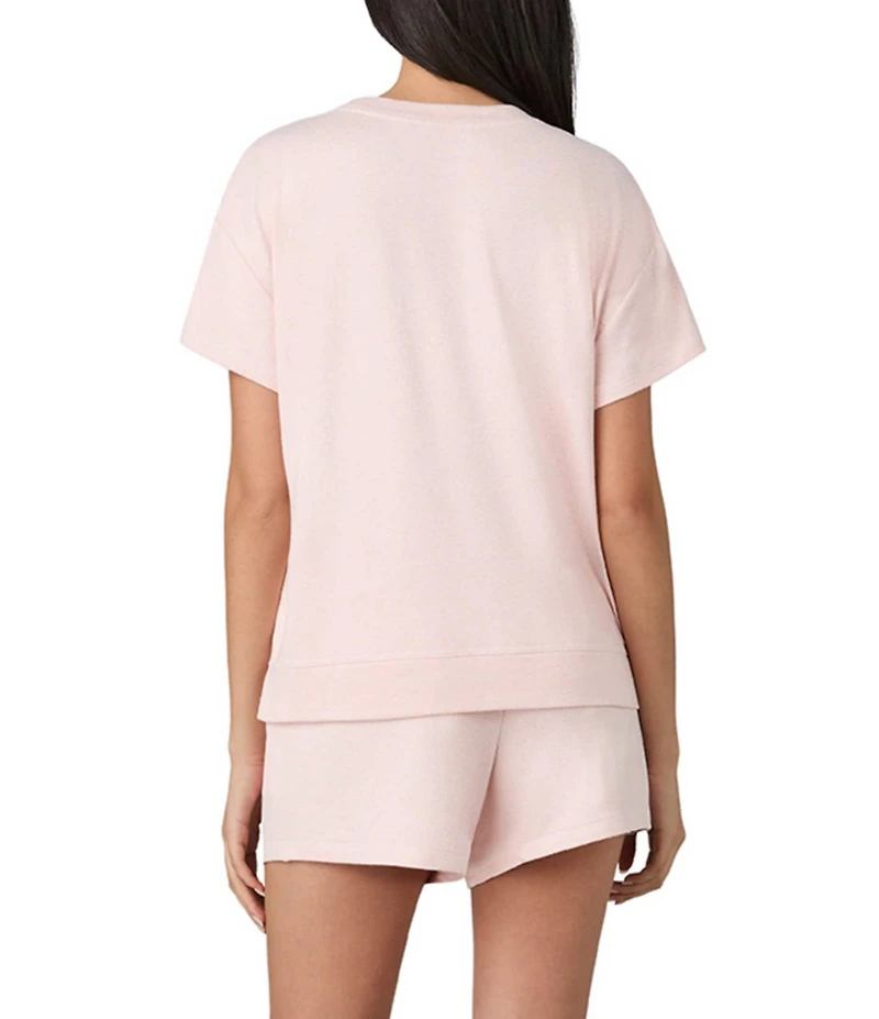 iRelax Brushed Sweater Jersey Short Sleeve Crew Neck Boxer Short Lounge Set