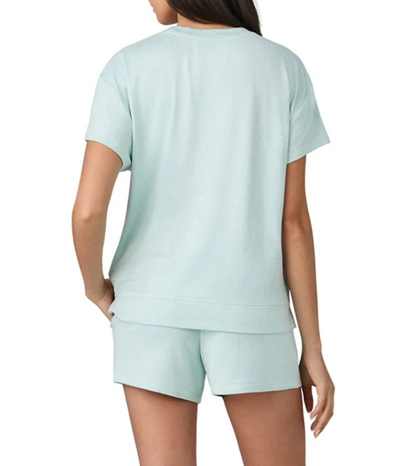 iRelax Brushed Sweater Jersey Short Sleeve Crew Neck Boxer Short Lounge Set
