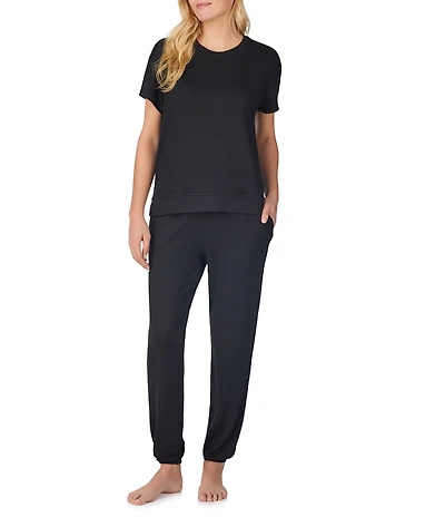 iRelax Brushed Sweater Jersey Short Sleeve Crew Neck Lounge Set