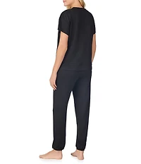 iRelax Brushed Sweater Jersey Short Sleeve Crew Neck Lounge Set