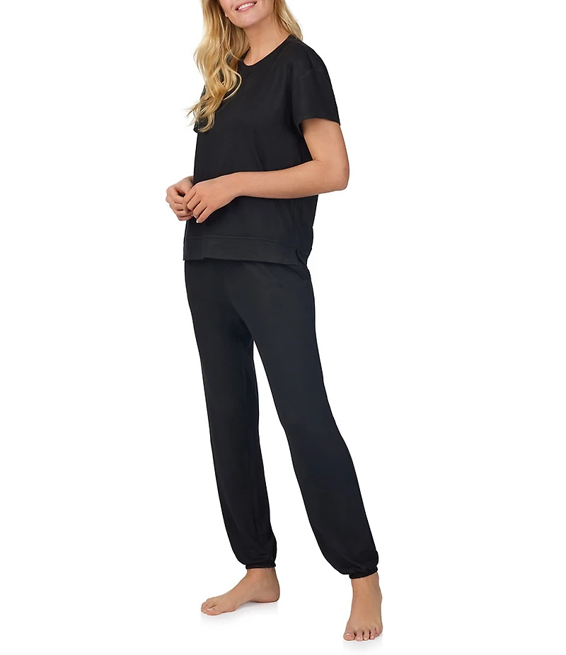 iRelax Brushed Sweater Jersey Short Sleeve Crew Neck Lounge Set