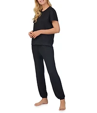 iRelax Brushed Sweater Jersey Short Sleeve Crew Neck Lounge Set