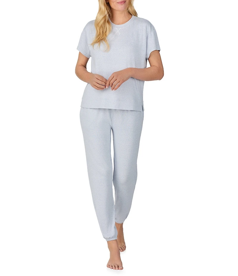 iRelax Brushed Sweater Jersey Short Sleeve Crew Neck Lounge Set
