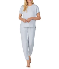 iRelax Brushed Sweater Jersey Short Sleeve Crew Neck Lounge Set