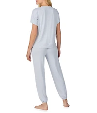iRelax Brushed Sweater Jersey Short Sleeve Crew Neck Lounge Set