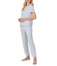 iRelax Brushed Sweater Jersey Short Sleeve Crew Neck Lounge Set