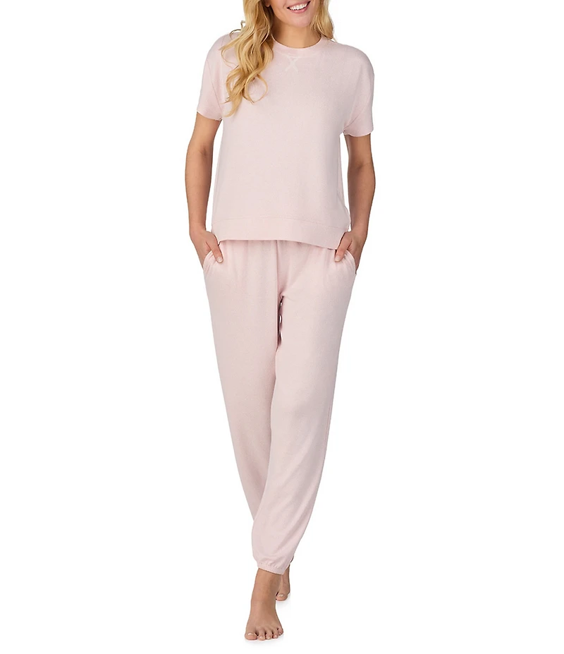 iRelax Brushed Sweater Jersey Short Sleeve Crew Neck Lounge Set