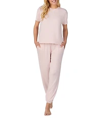 iRelax Brushed Sweater Jersey Short Sleeve Crew Neck Lounge Set