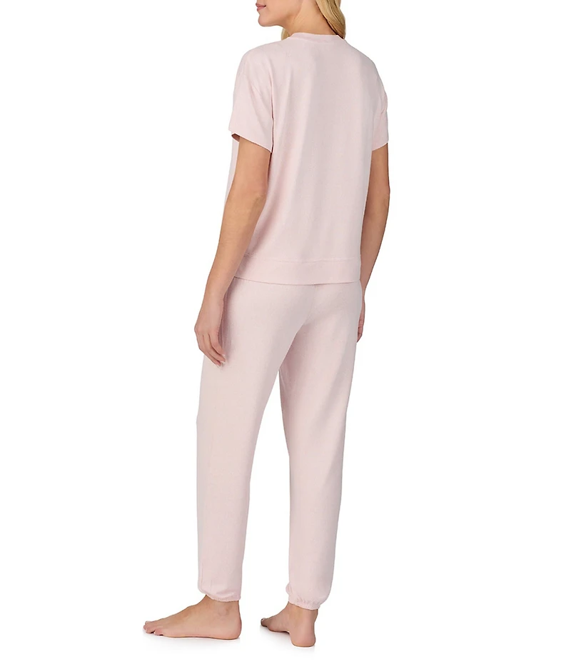 iRelax Brushed Sweater Jersey Short Sleeve Crew Neck Lounge Set