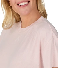 iRelax Brushed Sweater Jersey Short Sleeve Crew Neck Lounge Set