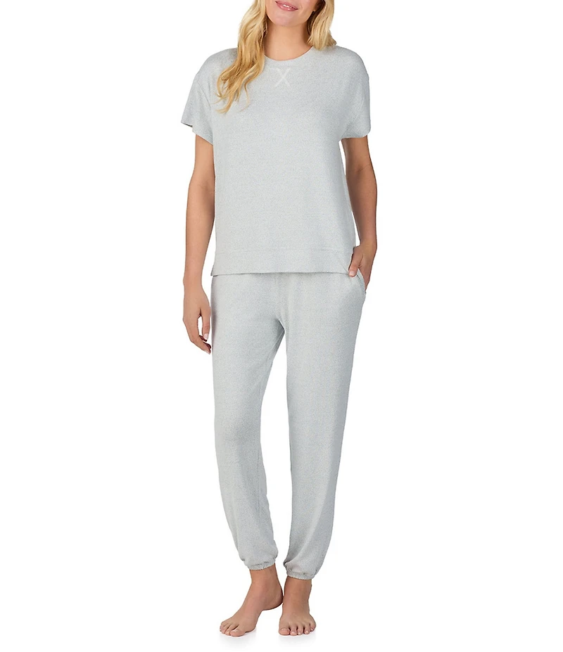 iRelax Brushed Sweater Jersey Short Sleeve Crew Neck Lounge Set