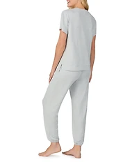 iRelax Brushed Sweater Jersey Short Sleeve Crew Neck Lounge Set