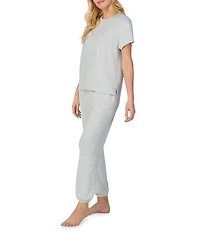 iRelax Brushed Sweater Jersey Short Sleeve Crew Neck Lounge Set