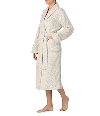 iRelax Long Sleeve Shawl Collar Plush Velour Animal Print Long Robe