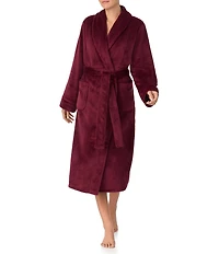 Irelax Long Sleeve Shawl Collar Plush Velour Long Robe