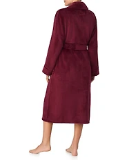 Irelax Long Sleeve Shawl Collar Plush Velour Long Robe
