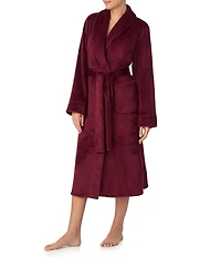 Irelax Long Sleeve Shawl Collar Plush Velour Long Robe