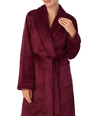 Irelax Long Sleeve Shawl Collar Plush Velour Long Robe