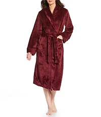 Irelax Long Sleeve Shawl Collar Plush Velour Long Robe