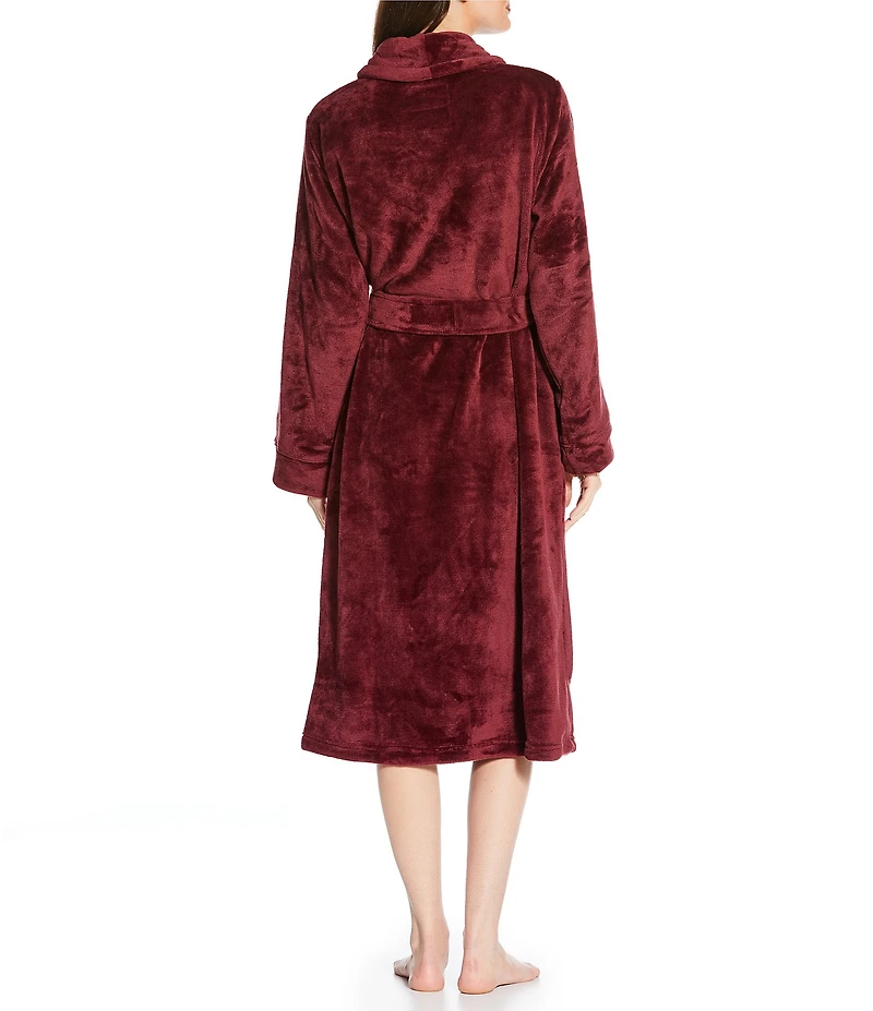 Irelax Long Sleeve Shawl Collar Plush Velour Long Robe