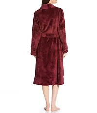 Irelax Long Sleeve Shawl Collar Plush Velour Long Robe