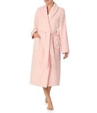 Irelax Long Sleeve Shawl Collar Plush Velour Long Robe