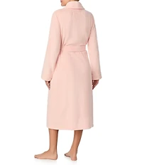 Irelax Long Sleeve Shawl Collar Plush Velour Long Robe