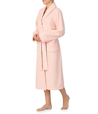 Irelax Long Sleeve Shawl Collar Plush Velour Long Robe