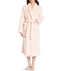 Irelax Long Sleeve Shawl Collar Plush Velour Long Robe