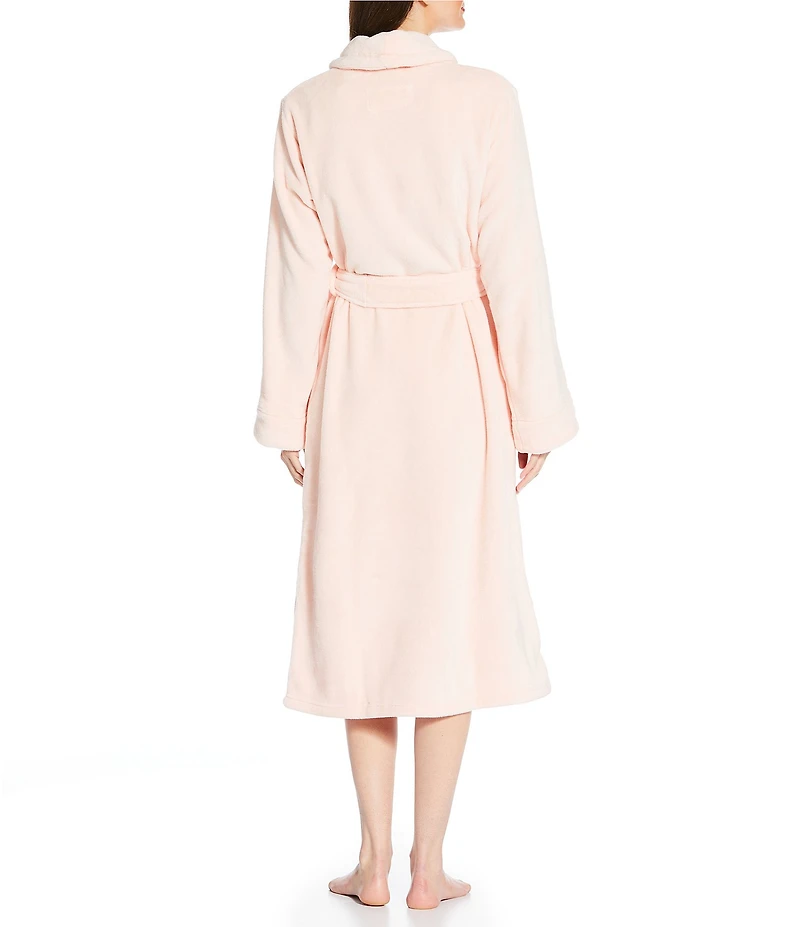 Irelax Long Sleeve Shawl Collar Plush Velour Long Robe