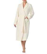Irelax Long Sleeve Shawl Collar Plush Velour Long Robe