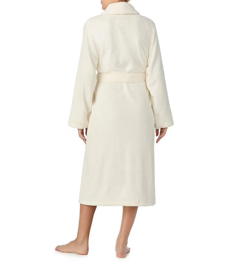 Irelax Long Sleeve Shawl Collar Plush Velour Long Robe