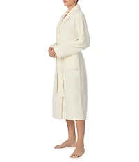 Irelax Long Sleeve Shawl Collar Plush Velour Long Robe