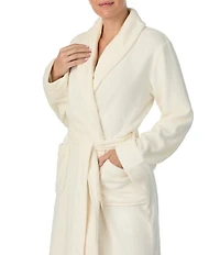 Irelax Long Sleeve Shawl Collar Plush Velour Long Robe