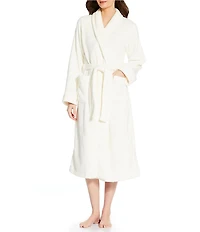 Irelax Long Sleeve Shawl Collar Plush Velour Long Robe